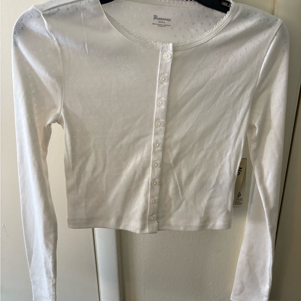 No Boundaries Cream Lace Trim Top XS
